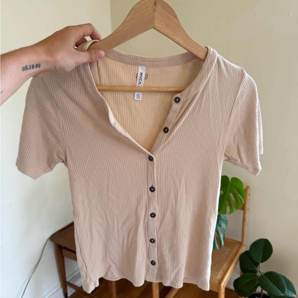 Women's Beige Button-Up Top